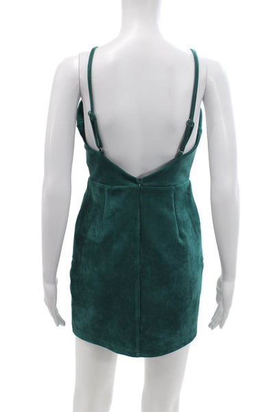 Superdown Womens Back Zip Spaghetti Strap V Neck Mini Dress Green Size Small