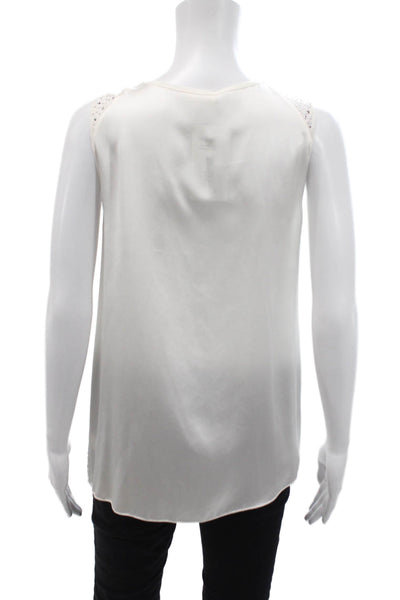 L Agence Womens Scoop Neck Studded Silk Tank Top White Size 4