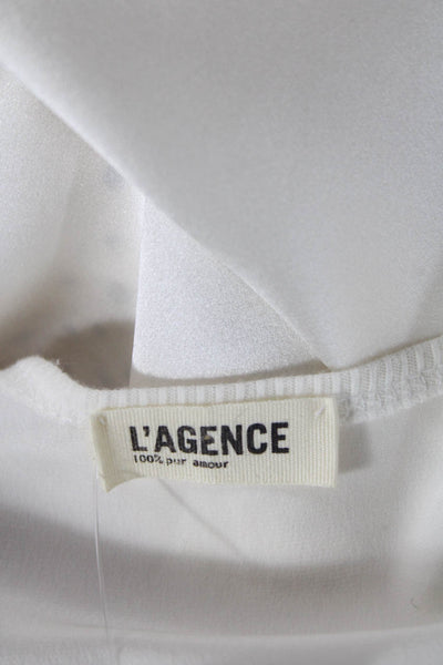 L Agence Womens Scoop Neck Studded Silk Tank Top White Size 4