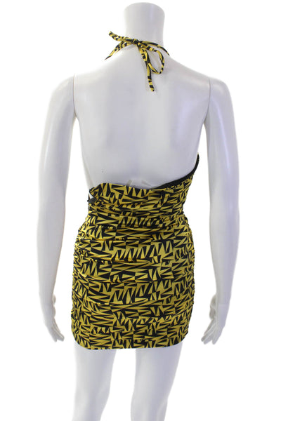 Zeynep Arcay Womens Silk Abstract Keyhole Mini Tank Dress Yellow Size 0