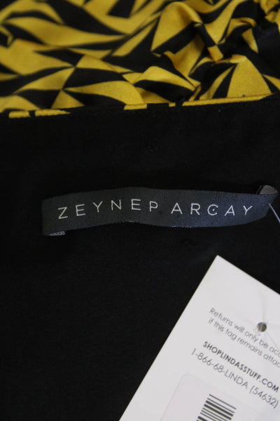 Zeynep Arcay Womens Silk Abstract Keyhole Mini Tank Dress Yellow Size 0