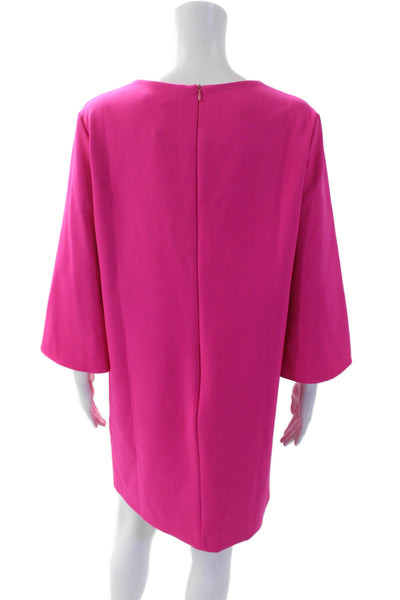 Vilagallo Womens Solid Long Sleeve V Neck Shift Dress Pink Size 42
