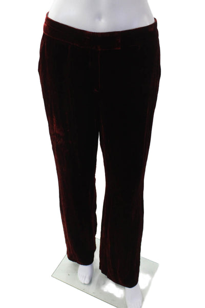 Anne Klein Womens Suede Textured Zip Wide Leg Pants Red Size 6