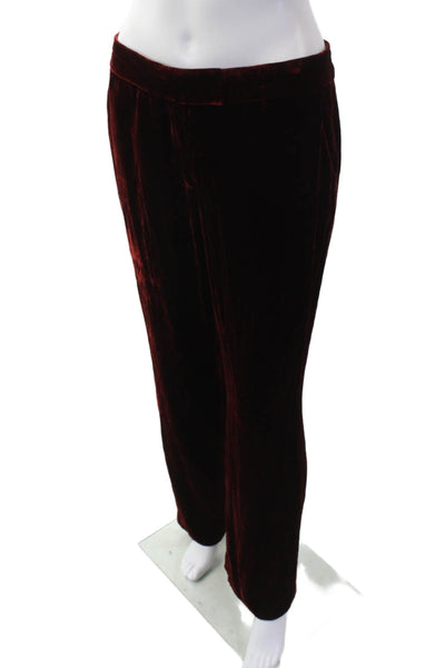 Anne Klein Womens Suede Textured Zip Wide Leg Pants Red Size 6