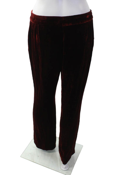 Anne Klein Womens Suede Textured Zip Wide Leg Pants Red Size 6