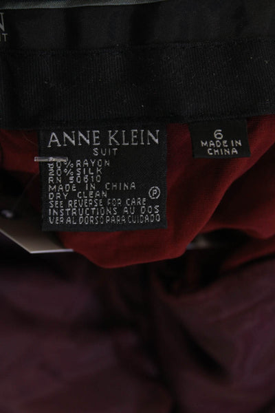 Anne Klein Womens Suede Textured Zip Wide Leg Pants Red Size 6