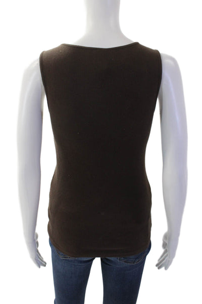 Michael Kors Womens Cotton Sleeveless Round Neck Tank Top Brown Size S