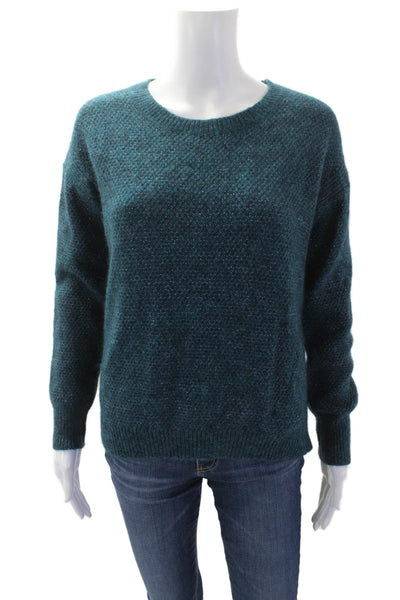 Banana Republic Womens Textured Knit Long Sleeve Sparkly Sweater Blue Size 06