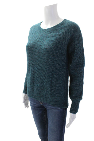 Banana Republic Womens Textured Knit Long Sleeve Sparkly Sweater Blue Size 06