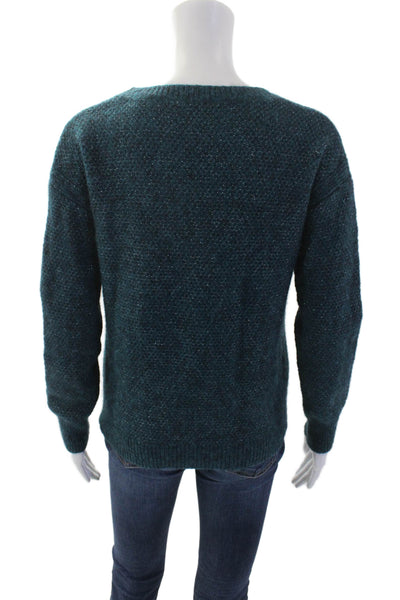 Banana Republic Womens Textured Knit Long Sleeve Sparkly Sweater Blue Size 06