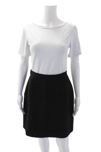 Tse Womens Wool Solid Flat Front Knee Length Skirt Black Size 8