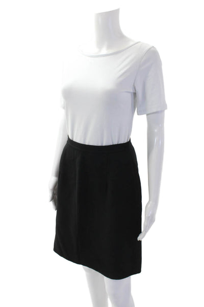 Tse Womens Wool Solid Flat Front Knee Length Skirt Black Size 8