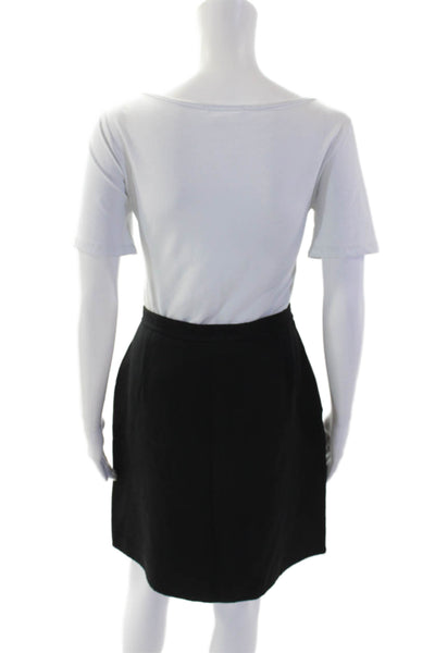 Tse Womens Wool Solid Flat Front Knee Length Skirt Black Size 8