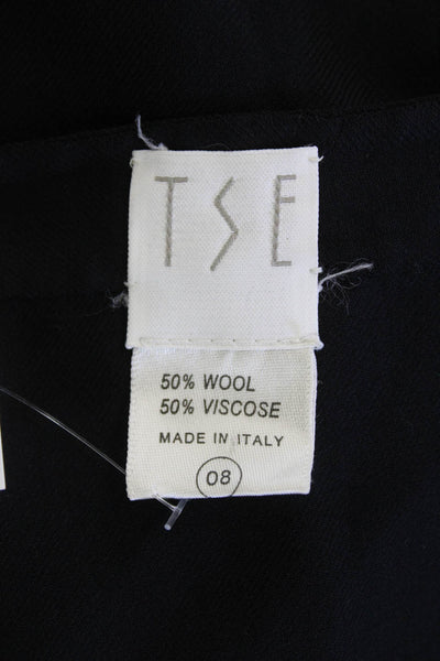 Tse Womens Wool Solid Flat Front Knee Length Skirt Black Size 8