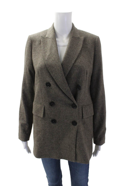 Zara Womens Textured Collared Button Lined Blazer Brown Size S