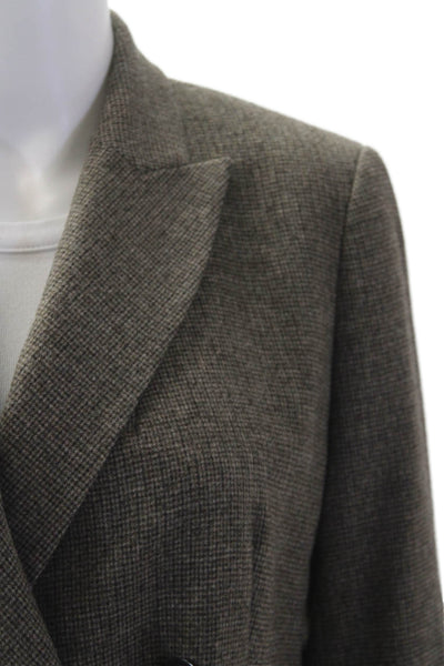 Zara Womens Textured Collared Button Lined Blazer Brown Size S