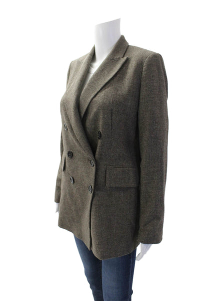 Zara Womens Textured Collared Button Lined Blazer Brown Size S