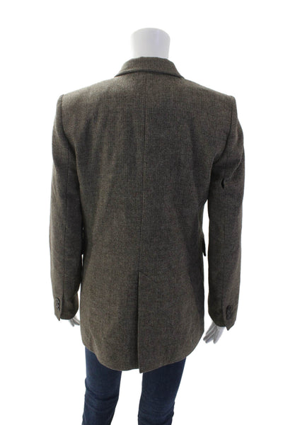 Zara Womens Textured Collared Button Lined Blazer Brown Size S