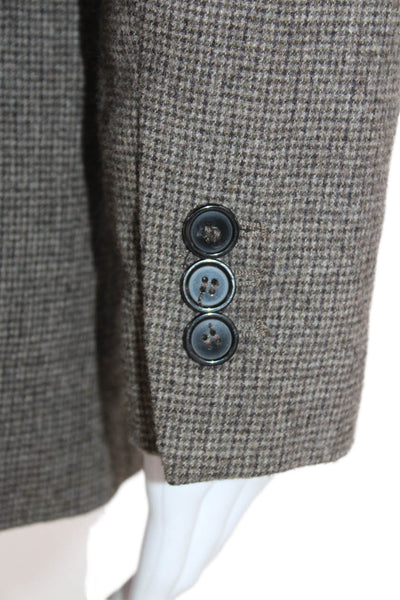 Zara Womens Textured Collared Button Lined Blazer Brown Size S