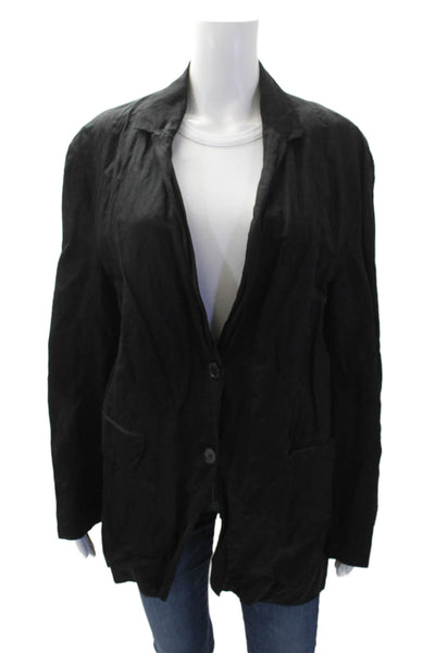 Zara Womens Textured Long Sleeve Button Blouse Black Size S