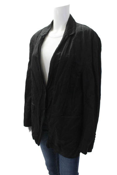 Zara Womens Textured Long Sleeve Button Blouse Black Size S