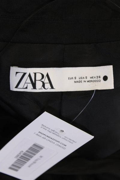 Zara Womens Textured Long Sleeve Button Blouse Black Size S