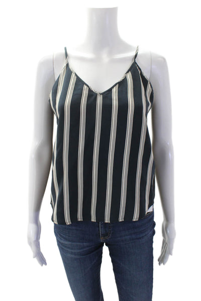 Mason Womens Silk V Neck Striped Sleeveless Cami Blue Size 4