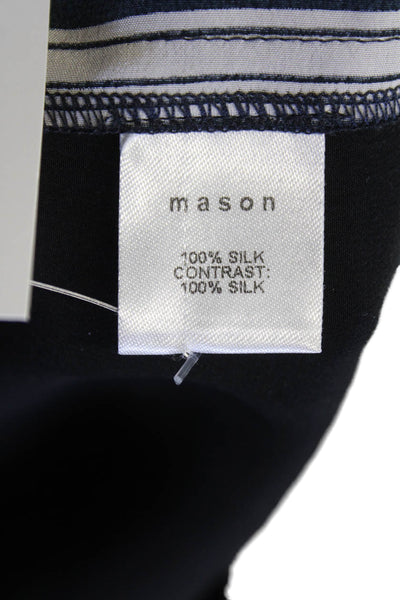 Mason Womens Silk V Neck Striped Sleeveless Cami Blue Size 4