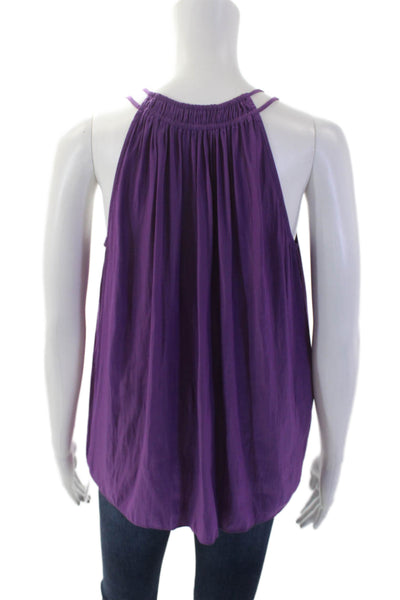 Ramy Brook Womens Sleeveless Halter Neck Blouse Purple Size XS