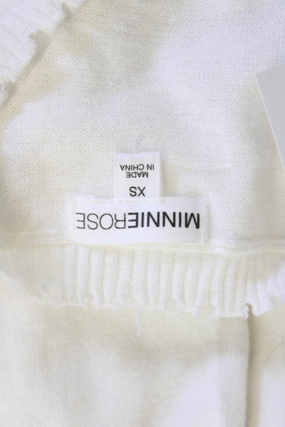 Minnie Rose Womens Cotton Distressed Hem Knit Tank White Size XS