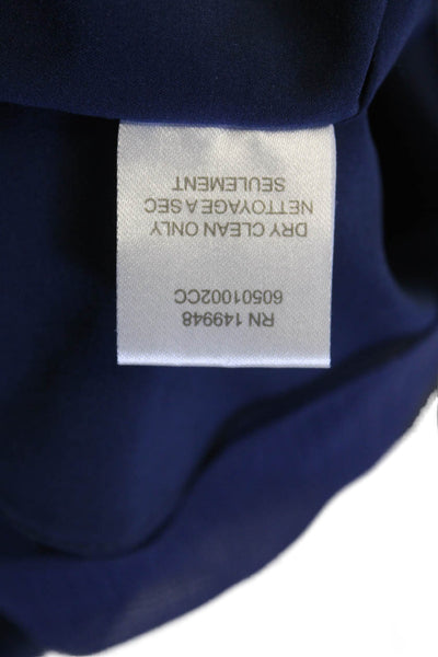 Haute Hippie Womens Silk Ruffle Trim Halter Neck Blouse Navy Size XS