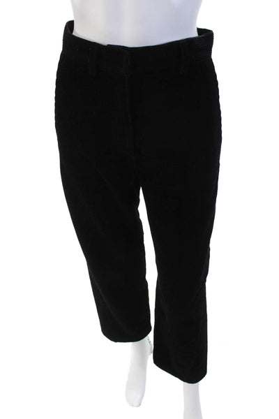 Hache Womens High Rise Slim Leg Corduroy Pants Black Size EUR 40