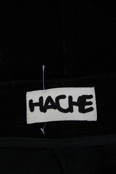 Hache Womens High Rise Slim Leg Corduroy Pants Black Size EUR 40