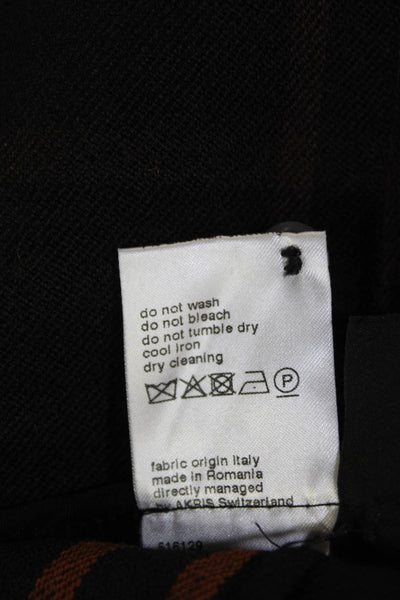 Akris Womens Plaid High Rise Flare Leg Pants Black Brown Wool Size 4
