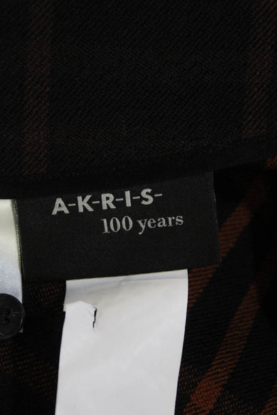 Akris Womens Plaid High Rise Flare Leg Pants Black Brown Wool Size 4