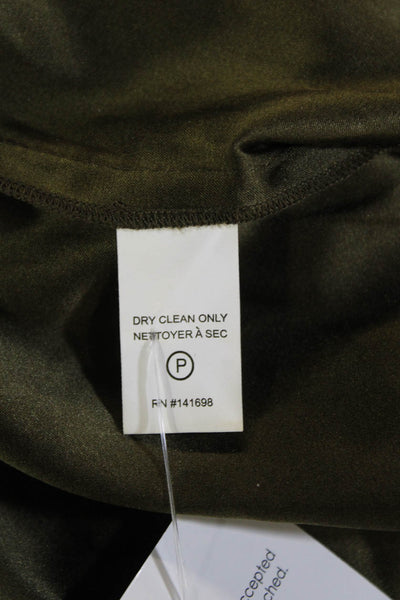 Ramy Brook Womens Silk High Rise Pleated Slim Leg Pants Green Size Small
