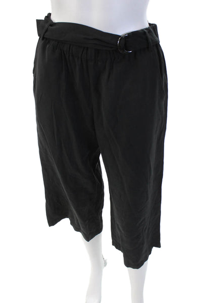 Ella Moss Womens High Rise Wide Leg Belted Pants Black Size Extra Small