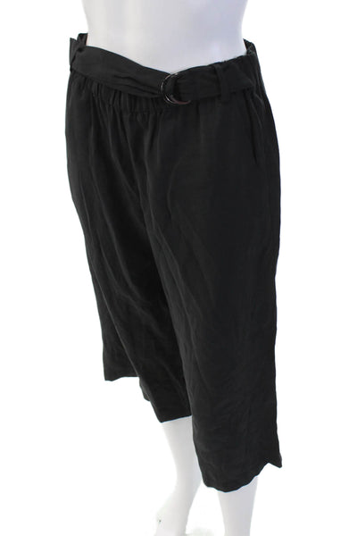 Ella Moss Womens High Rise Wide Leg Belted Pants Black Size Extra Small