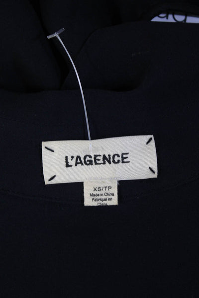 L'Agence Womens Silk V Neck Asymmetrical Tank Top Navy Blue Size Extra Small
