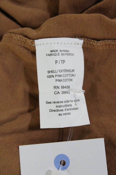Theory Womens Half Button Down Sleeveless Tank Top Brown Cotton Size Petite