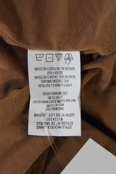 Theory Womens Half Button Down Sleeveless Tank Top Brown Cotton Size Petite