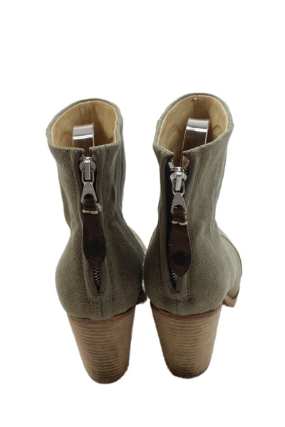 Rag & Bone Womens Zip Up Round Toe Ankle Boots Green Size 38.5 8.5