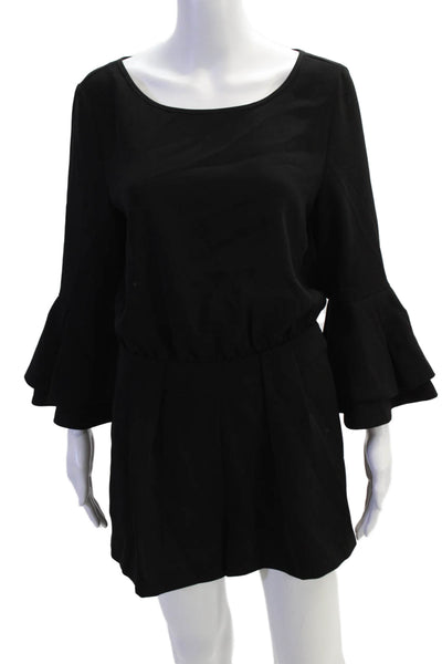 Saks Fifth Avenue Womens Quarter Bell Sleeve Round Neck Romper Black Size XS