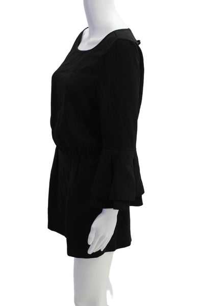 Saks Fifth Avenue Womens Quarter Bell Sleeve Round Neck Romper Black Size XS