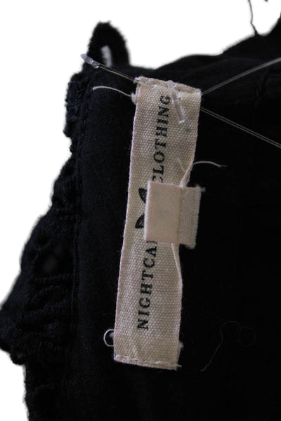 Nightcap Clothing Womens Cotton Eyelet Embroidered Jumpsuit Black Size 4
