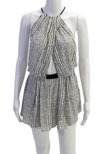 Bec & Bridge Womens Geometric Print Sleeveless Halter Neck Romper White Size 6