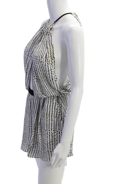 Bec & Bridge Womens Geometric Print Sleeveless Halter Neck Romper White Size 6