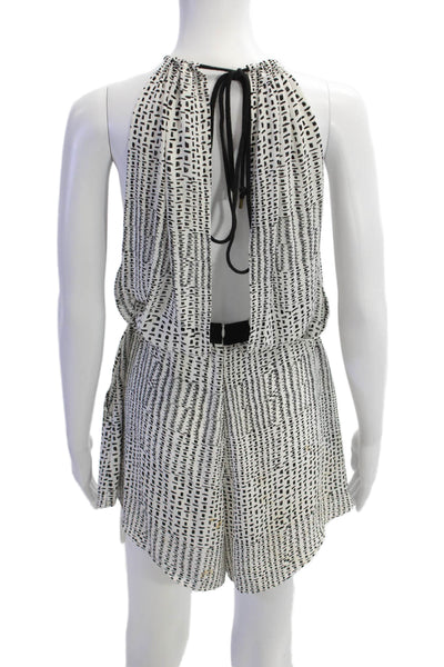 Bec & Bridge Womens Geometric Print Sleeveless Halter Neck Romper White Size 6