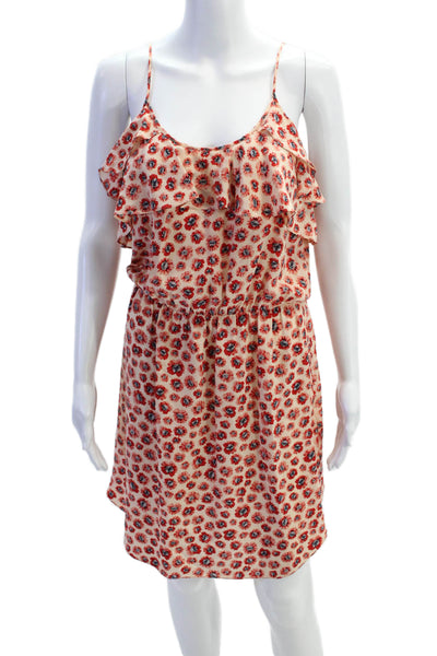 Rebecca Taylor Womens Silk Floral Print A Line Dress Pink Red Size 4