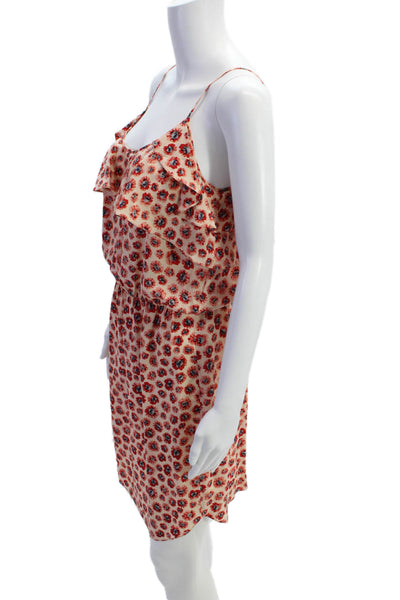 Rebecca Taylor Womens Silk Floral Print A Line Dress Pink Red Size 4